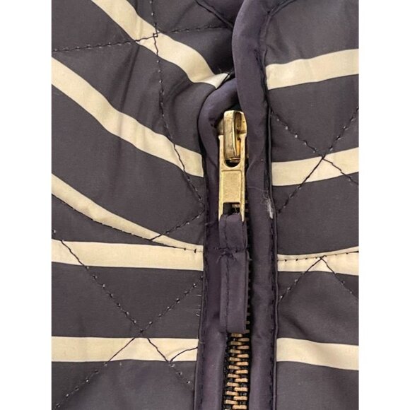Womens British Khaki Quilted Vest Navy & White Stripes S Sleeveless Zipper Front - Picture 15 of 16